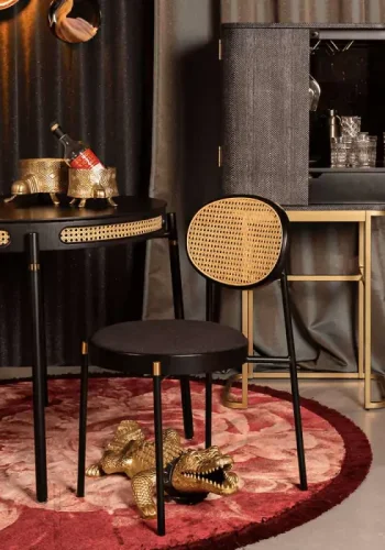 BOLD MONKEY Don't Stop The Webbing spisebordsstol - natur rattan, sort bgetr, polyester og jern