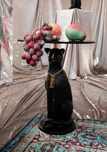 BOLD MONKEY Proudly Crowned sidebord, rund - sort glas og harpiks (40)