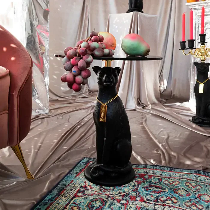 BOLD MONKEY Proudly Crowned sidebord, rund - sort glas og harpiks (40)