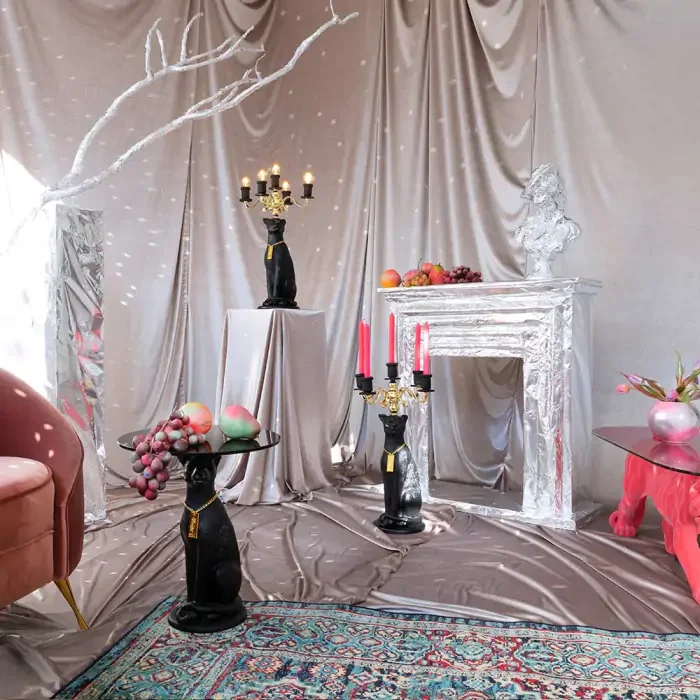 BOLD MONKEY Proudly Crowned sidebord, rund - sort glas og harpiks (40)