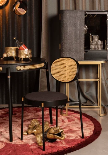 BOLD MONKEY Ava Morgana barskab, m. 2 lger, 1 skuffe, spejl - sort slangeskind PU, messing stl