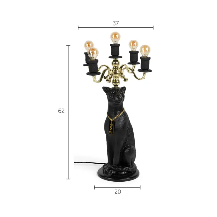 BOLD MONKEY Proudly Crowned Panther gulvlampe - guld galvanisering og sort harpiks