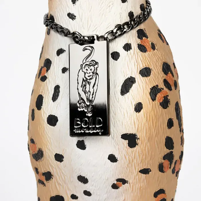 BOLD MONKEY Proudly Crowned Panther gulvlampe - sort galvanisering og brun panterprint harpiks