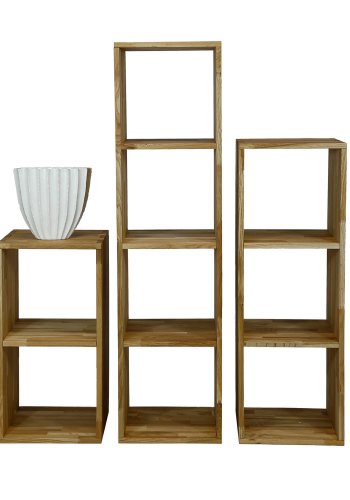 NOCNOI Puzzle rektangulr reol, m. 4 rum - massiv olieret eg (139x36)