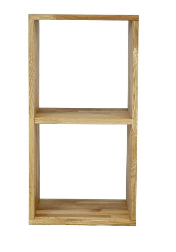 NOCNOI Puzzle rektangulr reol, m. 2 rum - massiv olieret eg, til vg/gulv (70x36)