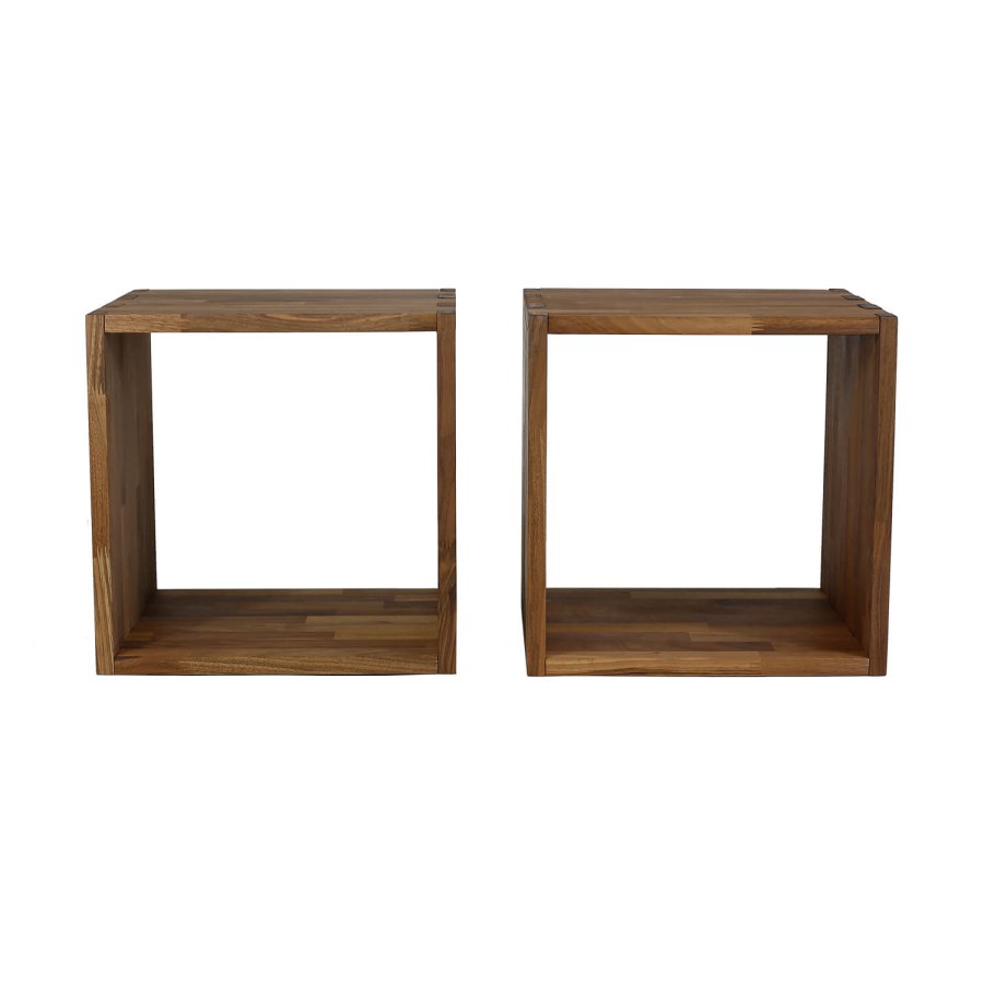 NOCNOI Puzzle kvadratisk reol, m. 1 rum - massiv olieret valnddetr, til vg/gulv (36x36)