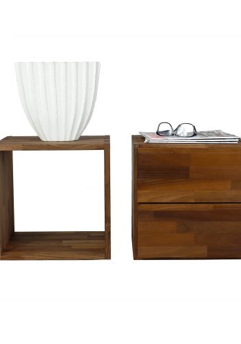 NOCNOI Puzzle kvadratisk reol, m. 1 rum - massiv olieret valnddetr, til vg/gulv (36x36)