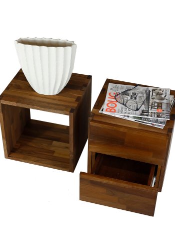 NOCNOI Puzzle kvadratisk reol, m. 1 rum - massiv olieret valnddetr, til vg/gulv (36x36)