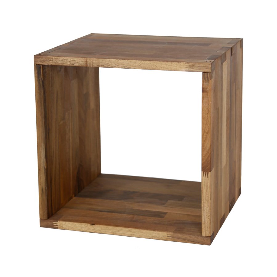 NOCNOI Puzzle kvadratisk reol, m. 1 rum - massiv olieret valnddetr, til vg/gulv (36x36)