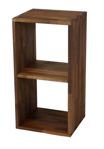 NOCNOI Puzzle rektangulr reol, m. 2 rum - massiv olieret valnd, til vg/gulv (70x36)