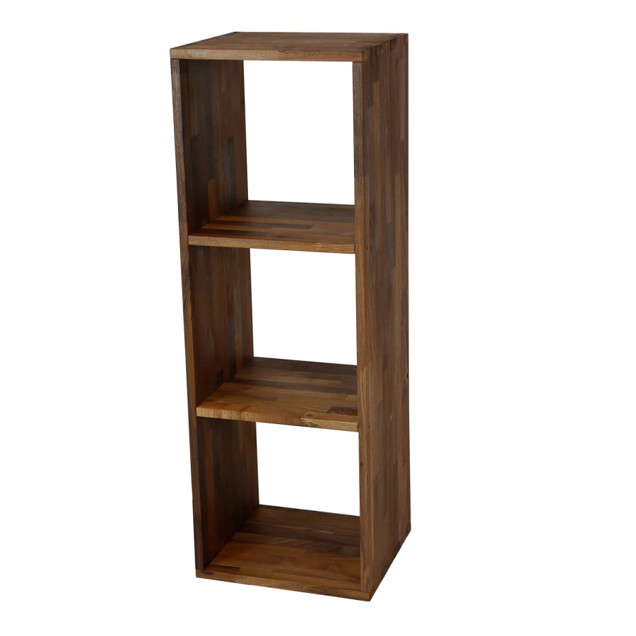 NOCNOI Puzzle rektangulr reol, m. 3 rum - massiv olieret valnd, til vg/gulv (104x36)