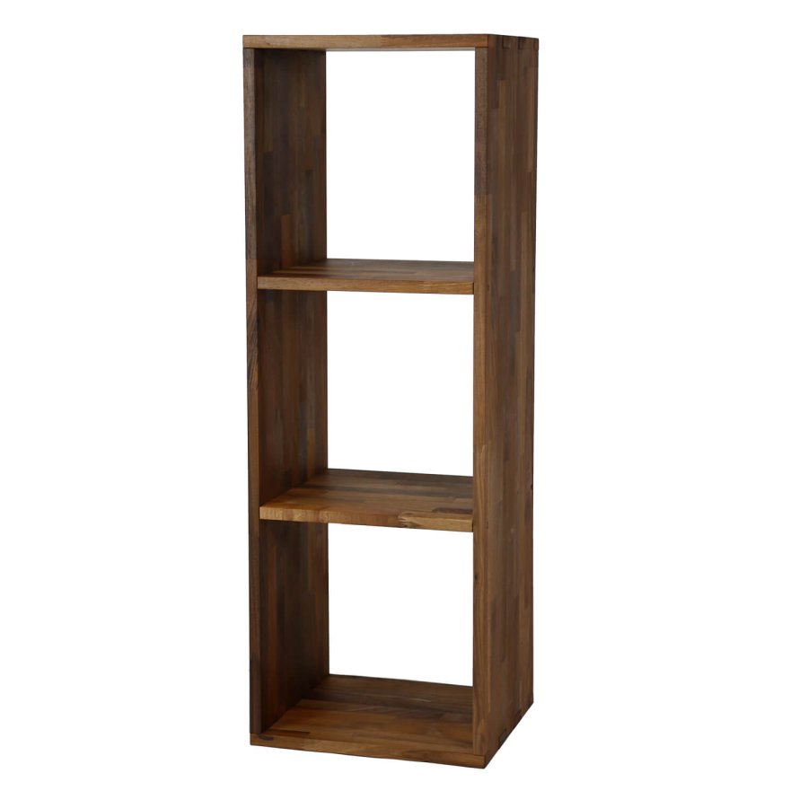 NOCNOI Puzzle rektangulr reol, m. 3 rum - massiv olieret valnd, til vg/gulv (104x36)