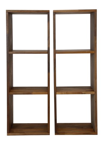 NOCNOI Puzzle rektangulr reol, m. 3 rum - massiv olieret valnd, til vg/gulv (104x36)