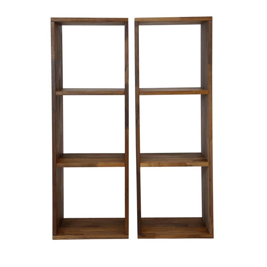 NOCNOI Puzzle rektangulr reol, m. 3 rum - massiv olieret valnd, til vg/gulv (104x36)