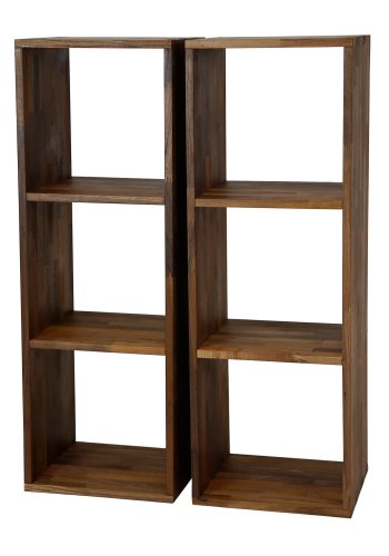 NOCNOI Puzzle rektangulr reol, m. 3 rum - massiv olieret valnd, til vg/gulv (104x36)