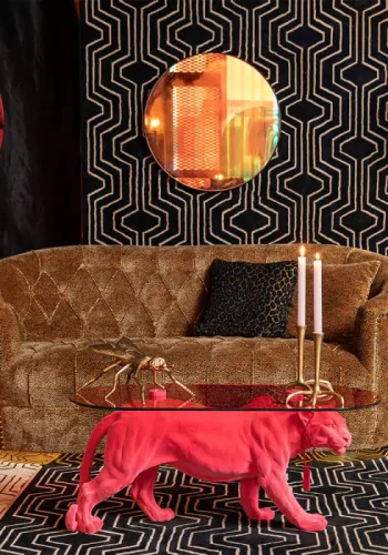 BOLD MONKEY Dope as hell sofabordet - rgsort glas og pink panter harpiks (90x40)