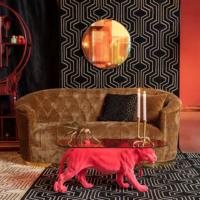 BOLD MONKEY Dope as hell sofabordet - rgsort glas og pink panter harpiks (90x40)