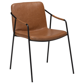 DAN-FORM BOTO Lnestol Vintage lysebrun kunst. lder med sorte ben