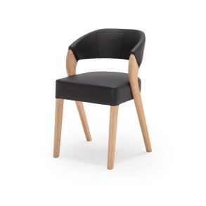 NocNoi Brokholm spisebordsstol - sort imiteret lder og ben i egetr, m. armln