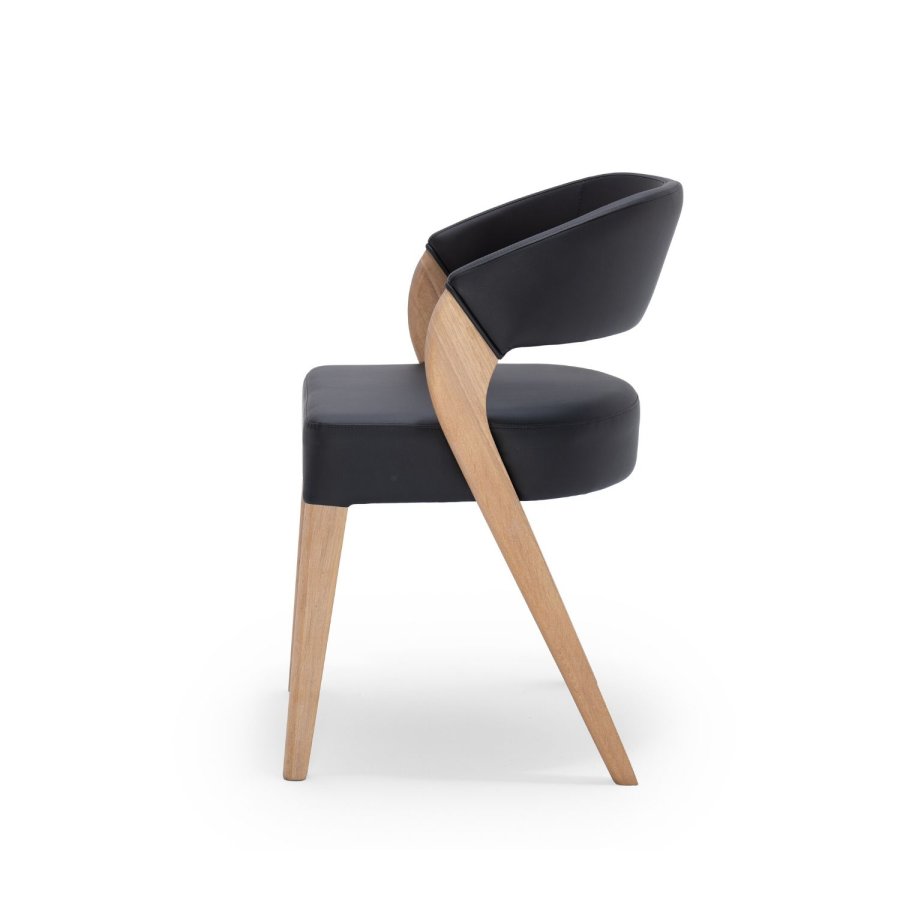 NocNoi Brokholm spisebordsstol - sort imiteret lder og ben i egetr, m. armln