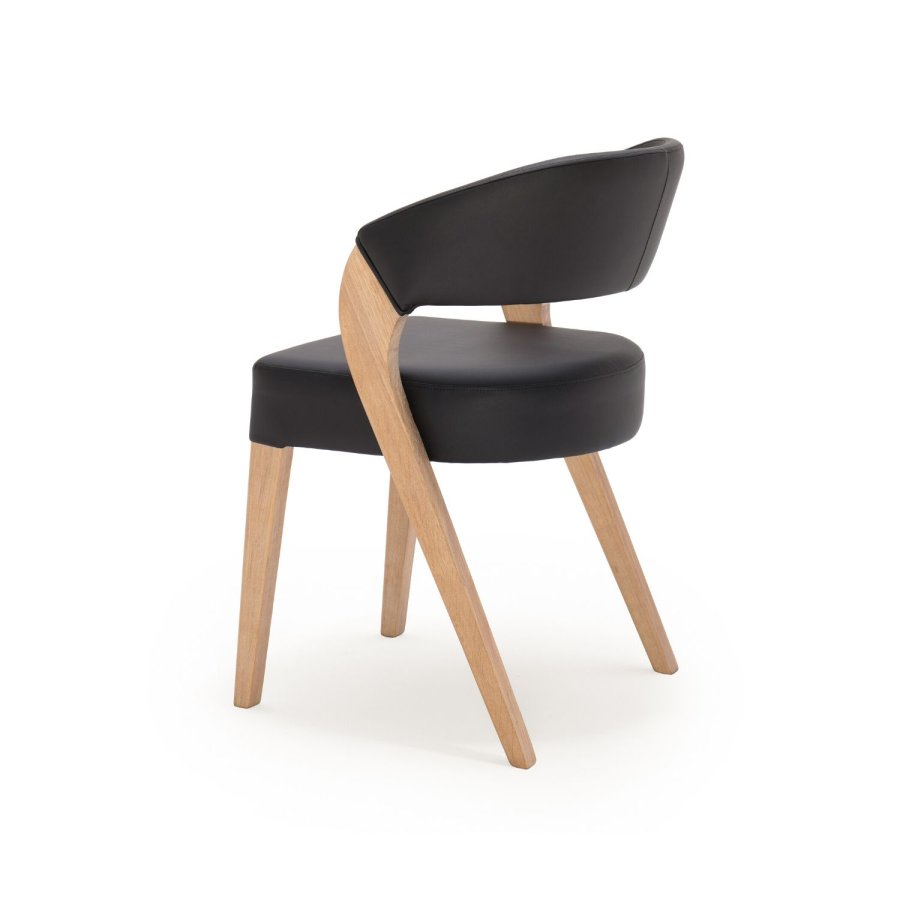 NocNoi Brokholm spisebordsstol - sort imiteret lder og ben i egetr, m. armln