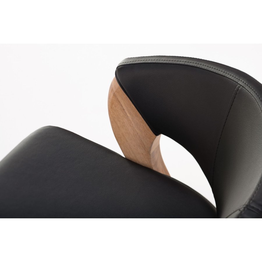 NocNoi Brokholm spisebordsstol - sort imiteret lder og ben i egetr, m. armln