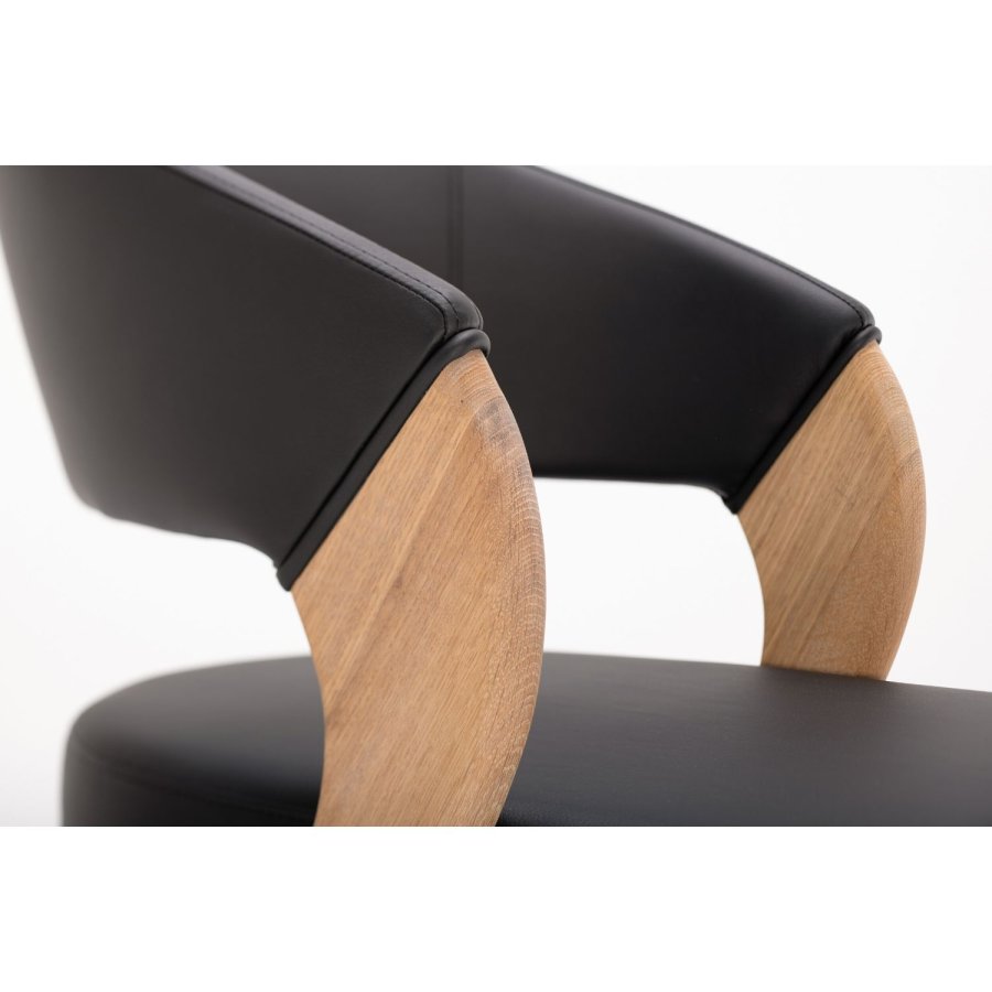 NocNoi Brokholm spisebordsstol - sort imiteret lder og ben i egetr, m. armln