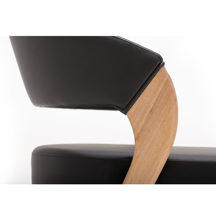 NocNoi Brokholm spisebordsstol - sort imiteret lder og ben i egetr, m. armln