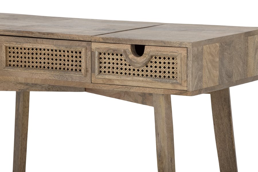 BLOOMINGVILLE Perth makeup bord, m. spejl og 2 skuffer - natur mangetr (102x45)