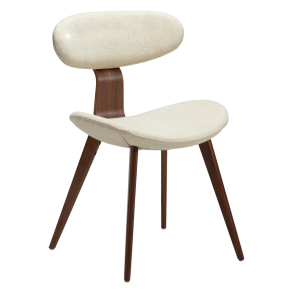 DANFORM Buckle spisebordsstol - matteret mandel boucléstof m. glimmer og valnd brun tr