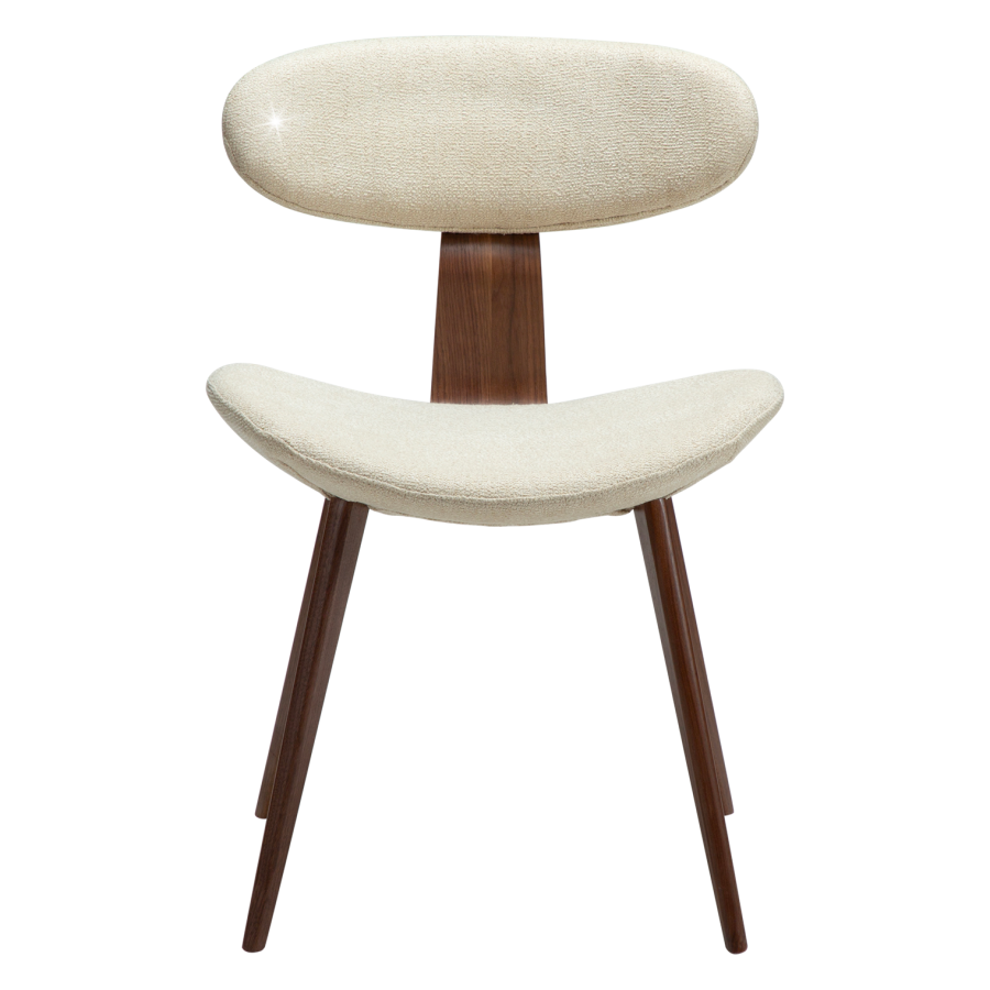 DANFORM Buckle spisebordsstol - matteret mandel boucléstof m. glimmer og valnd brun tr