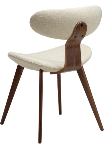 DANFORM Buckle spisebordsstol - matteret mandel boucléstof m. glimmer og valnd brun tr