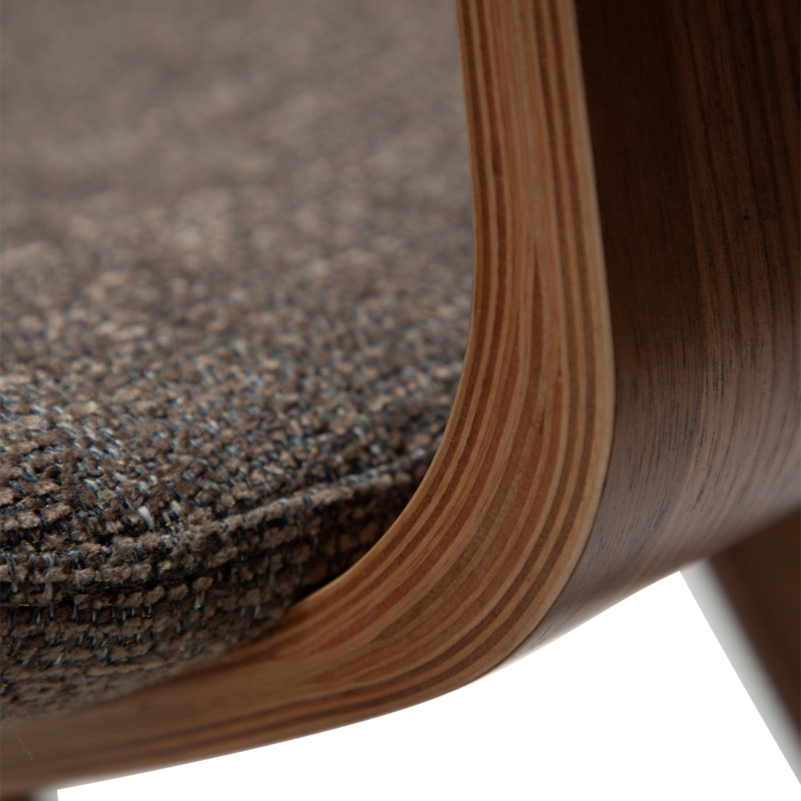 DANFORM Buckle spisebordsstol - major brun boucléstof og valnd brun tr