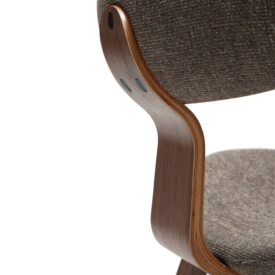 DANFORM Buckle spisebordsstol - major brun boucléstof og valnd brun tr