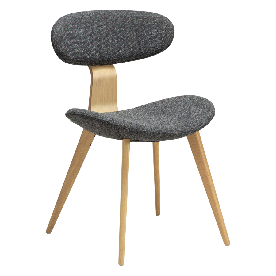 DANFORM Buckle spisebordsstol - pebble gr boucléstof og hvidkalket egetr