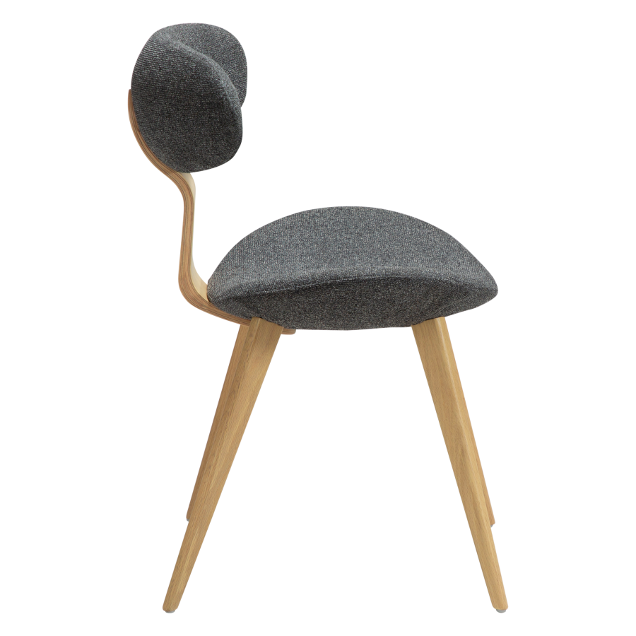 DANFORM Buckle spisebordsstol - pebble gr boucléstof og hvidkalket egetr