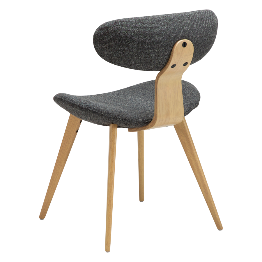 DANFORM Buckle spisebordsstol - pebble gr boucléstof og hvidkalket egetr