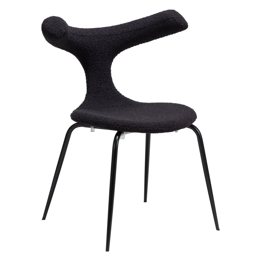 DANFORM Bull spisebordsstol - Obsidian sort RPES bouclé stof m. glimmer og sort stl