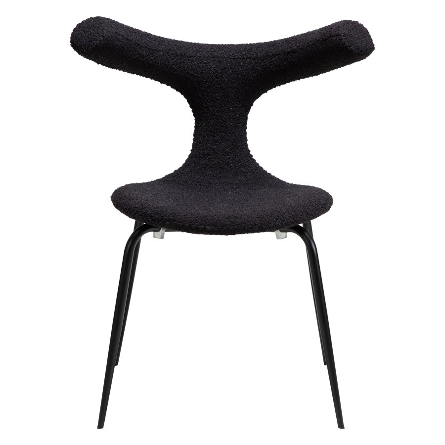 DANFORM Bull spisebordsstol - Obsidian sort RPES bouclé stof m. glimmer og sort stl