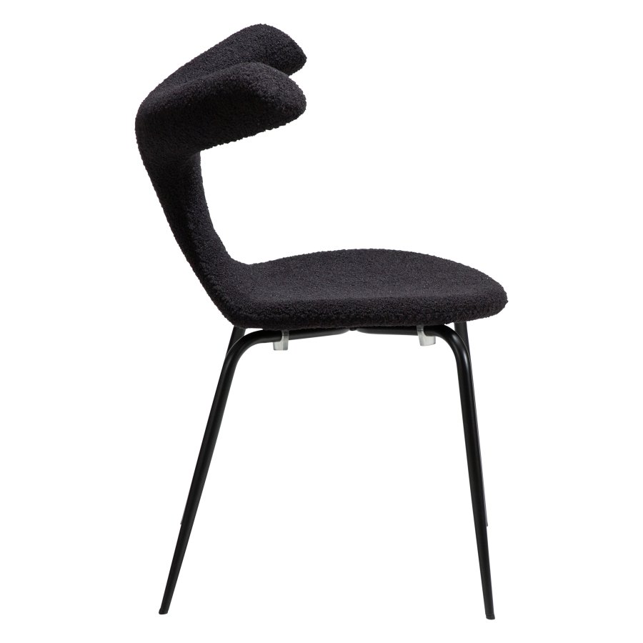 DANFORM Bull spisebordsstol - Obsidian sort RPES bouclé stof m. glimmer og sort stl