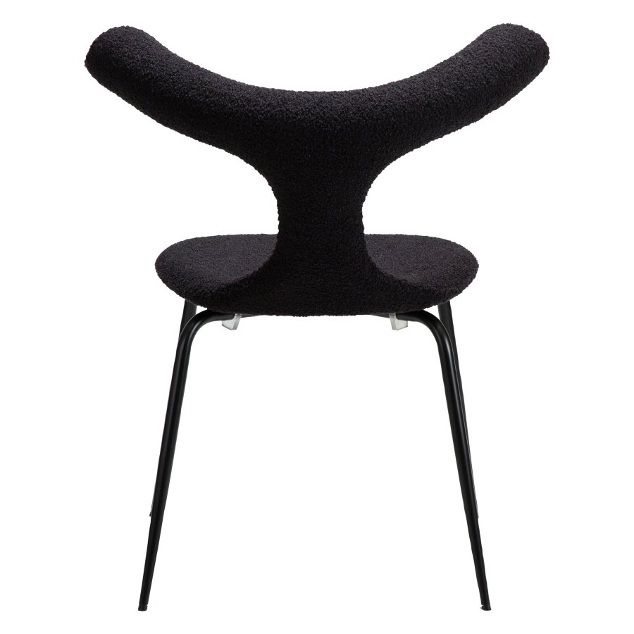 DANFORM Bull spisebordsstol - Obsidian sort RPES bouclé stof m. glimmer og sort stl