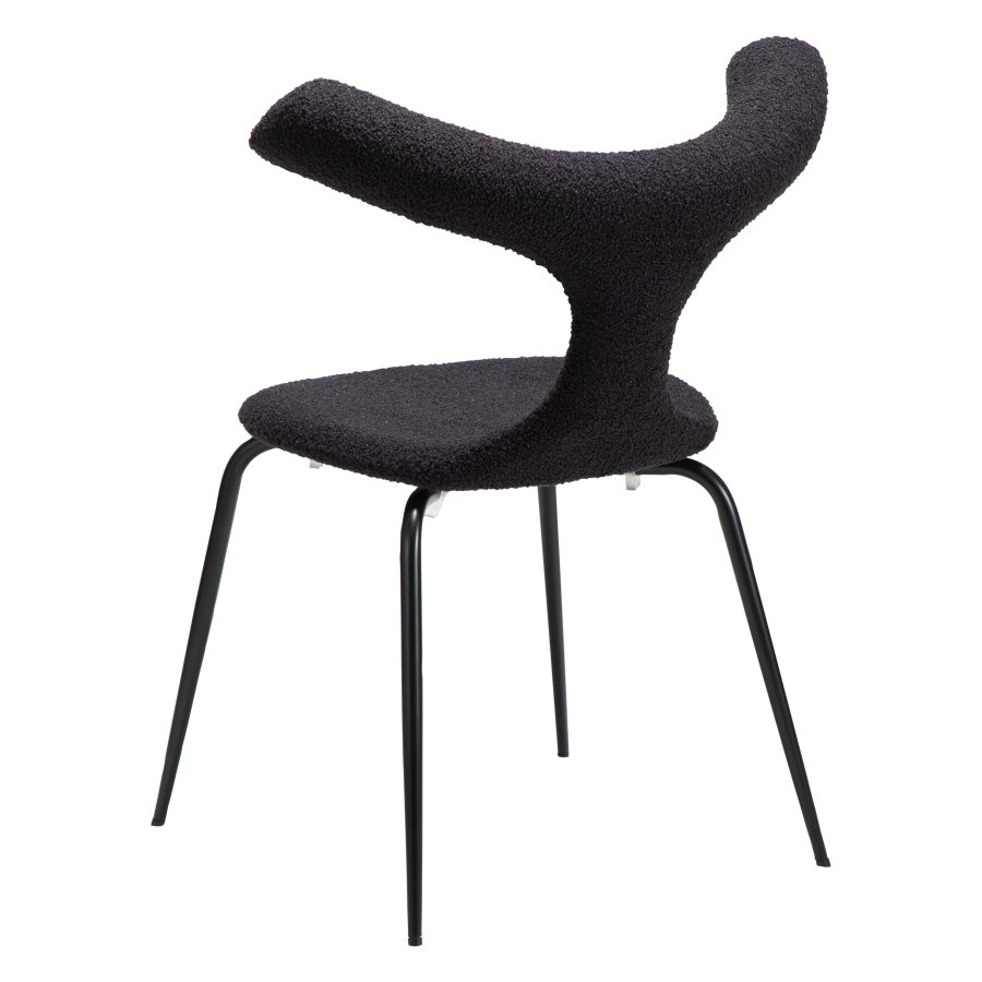 DANFORM Bull spisebordsstol - Obsidian sort RPES bouclé stof m. glimmer og sort stl