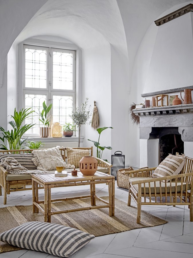 BLOOMINGVILLE Selma kurv, m. hank - natur bankuan grs og rattan (st af 2)