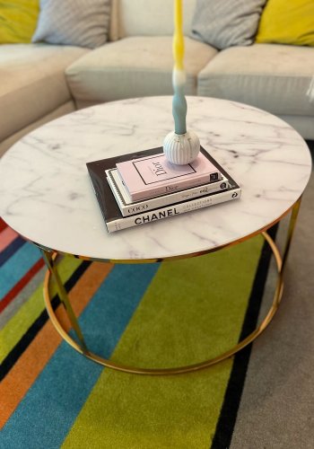 ACT NORDIC Bolton -A1 sofabord - hvid/guld glas/metal, rund (80)