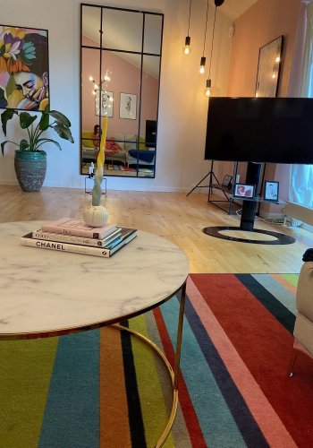 ACT NORDIC Bolton -A1 sofabord - hvid/guld glas/metal, rund (80)