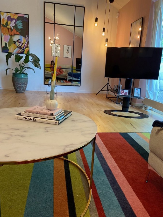 ACT NORDIC Bolton -A1 sofabord - hvid/guld glas/metal, rund (80)