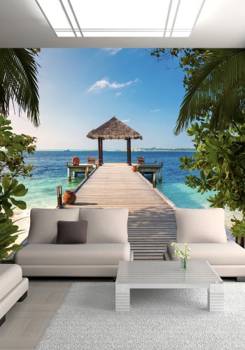 ARTGEIST - Fototapet med udsigt til en badebro i paradis - Flere strrelser