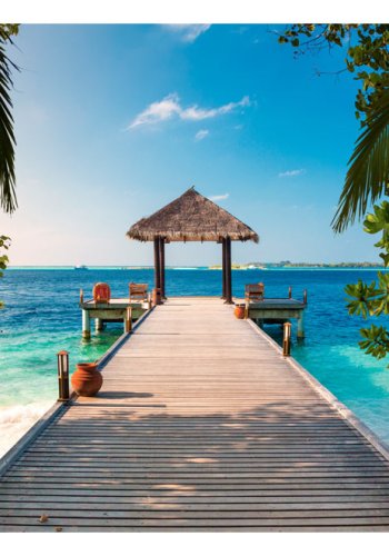ARTGEIST - Fototapet med udsigt til en badebro i paradis - Flere strrelser