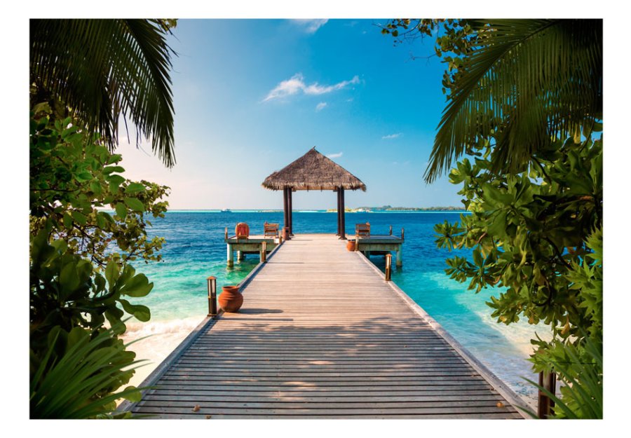ARTGEIST - Fototapet med udsigt til en badebro i paradis - Flere strrelser