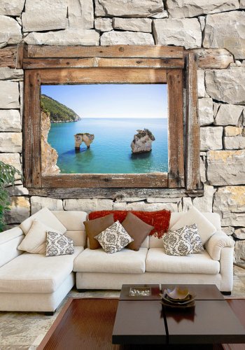 ARTGEIST - Fototapet med et kig til turkis bl vand - Flere strrelser